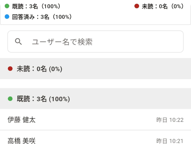 既読・未読の確認画面